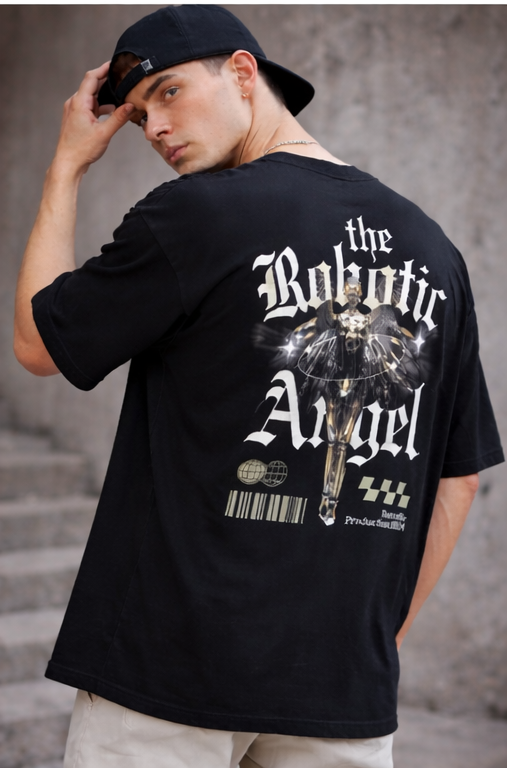 The Robotic Angel – Oversized Streetwear T-Shirt